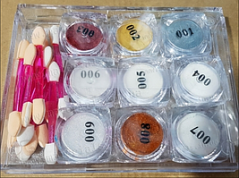 Дзеркальна пудра для нігтів, 9 шт/упак.