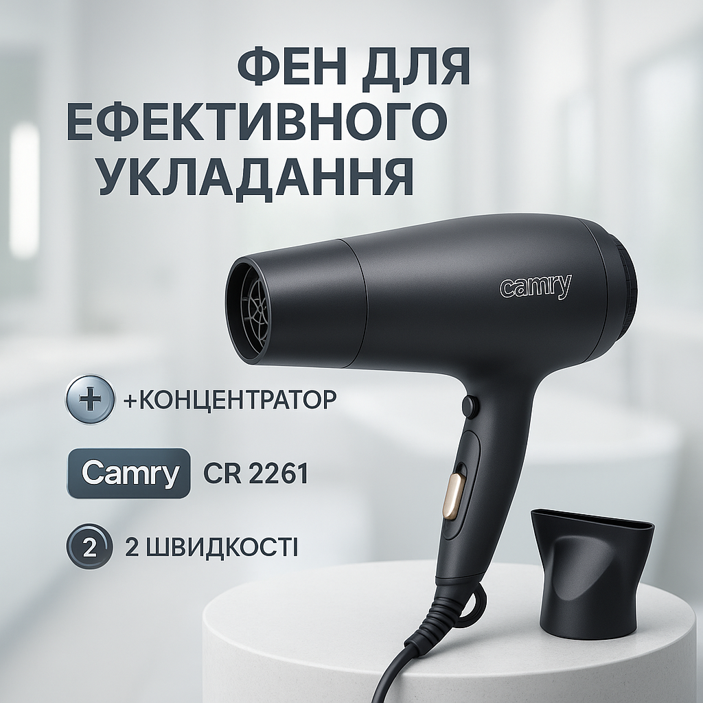 Потужний фен для швидкого укладання волосся Camry, Хороший фен для дому Професійний об'єму KI-38, фото 1
