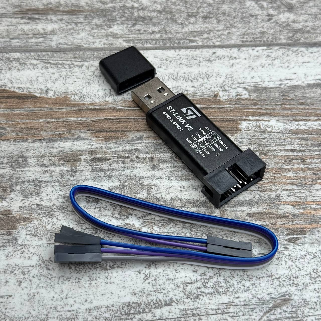 USB програматор ST-LINK V2 для STM8, STM32 Cortex-M, налагоджувач мікроконтролерів EVT, фото 1