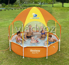 Каркасний басейн для дачі з навісом bestway 56432 244*51см., фото 2