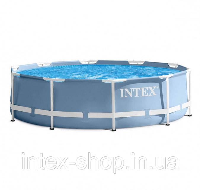 INTEX 28728 Басейн каркасний круглий 457х84 см (відео, фільтр-насос 220 В, сходи, тент, настил)