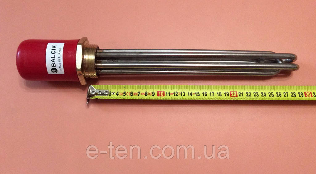 Блок ТЕН прямий 4500 W (220/380 V) на різьбі 1,5" (48мм) з нержавійки / L=300мм (Balcik, Туреччина), фото 1
