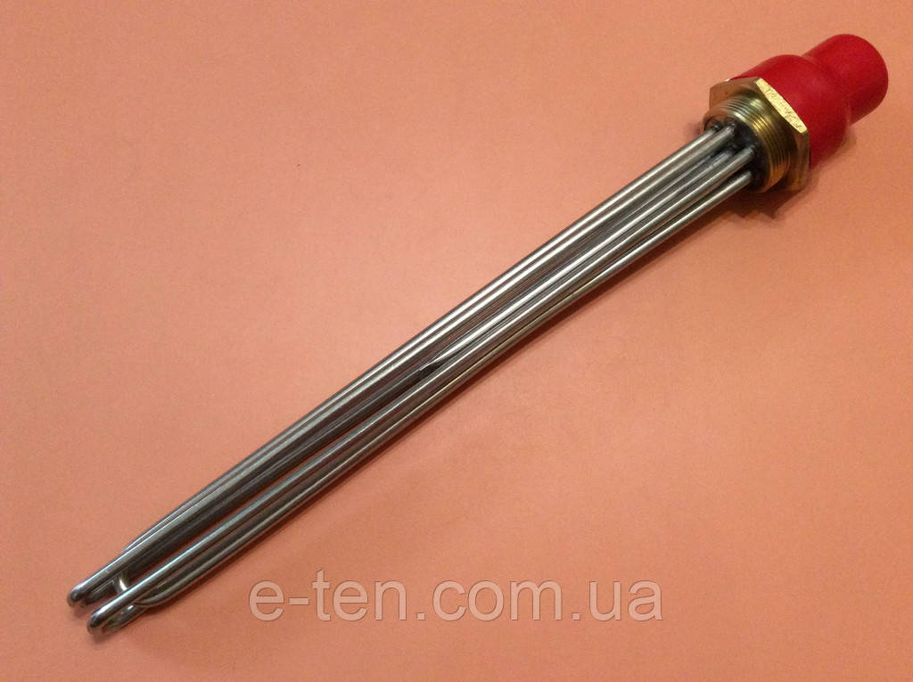 Блок ТЕН прямий 12000 W (220/380 V) на різьбі 2" (58 мм) із нержавійки / L=400мм  (Туреччина)