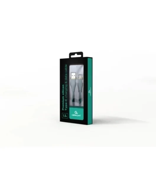 Дата-кабель Cablexpert Premium Silicon USB Type-A (тато)  -  USB Type-C (тато), 1.5 м Green (CC-USB2S-AMCM-1.5M-G), фото 1