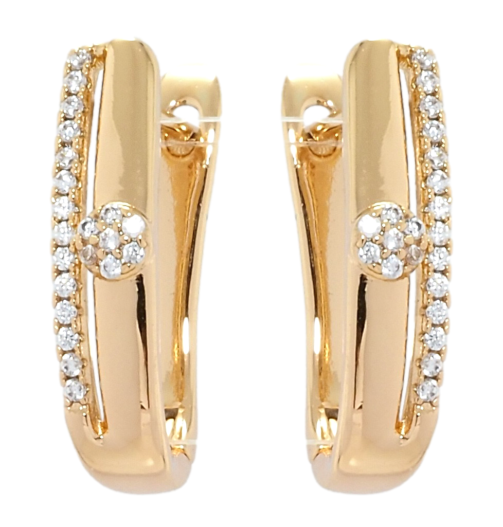 

Серьги Xuping Позолота 18K английский замок "Дорожки циркония с цветочком"