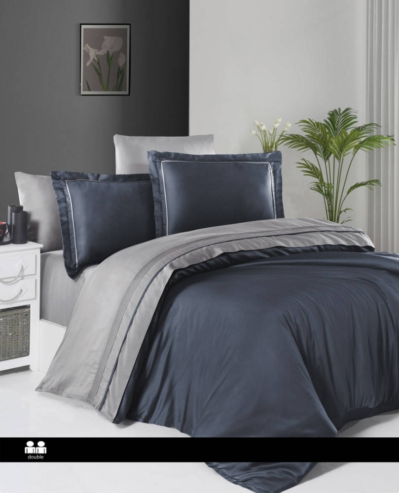 

Постельное белье First Choice сатин Dark Deluxe - Serenity denim-grey евро, Серый