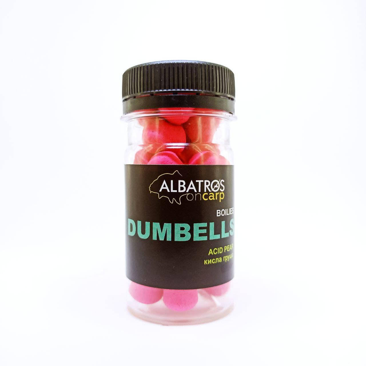 

Дамбелсы бойлы насадочные Dumbells ACID PEAR (КИСЛАЯ ГРУША) 14*10 мм "Albatros on Carp"