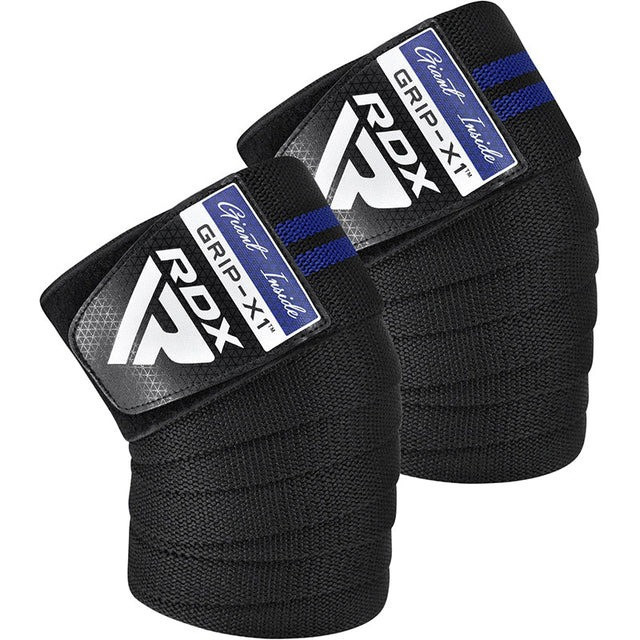 Эластичные бинты для фиксации колен RDX GYM KNEE WRAP R11 черно-синий комплект GoodPlace -worry-free-shopping-, фото 1