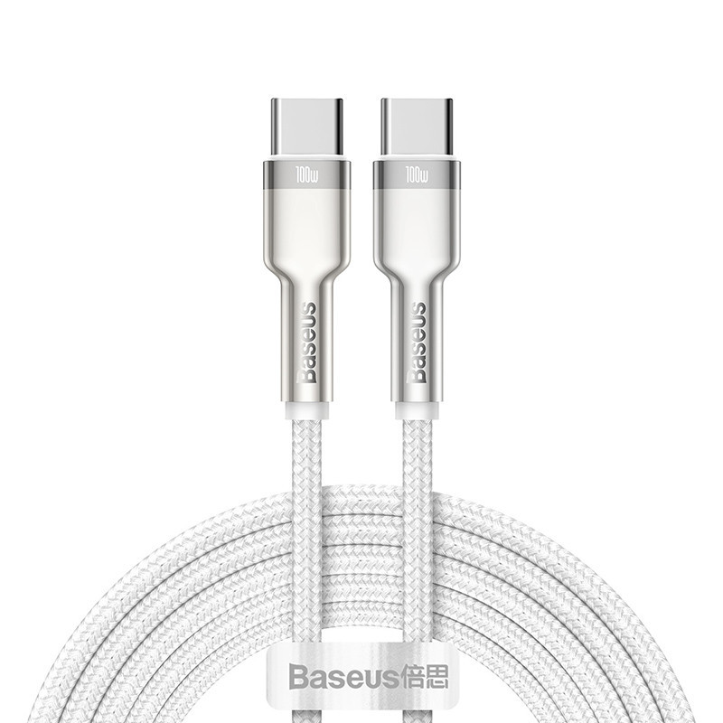 Кабель Baseus Cafule Series Metal Data Cable Type-C to Type-C 100W 2m White Love&Life -online-multimarket-, фото 1