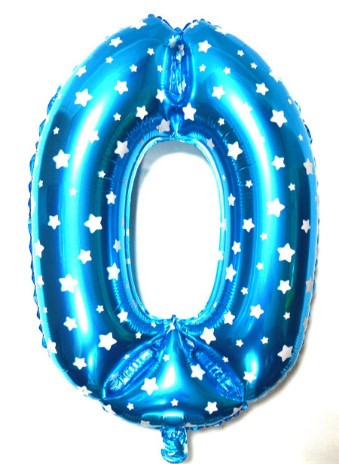 Якість! Фольгований шар для Декору приміщення Цифра "0", Блакитний, висота 65 см