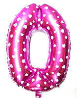 Якість! Фольгована куля на свято Цифра "0", Рожева, висота 65 см