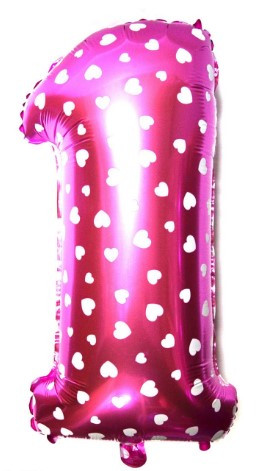 Якість! Фольгована куля на Виписку з Пологового будинку Цифра "1", Рожевий, висота 65 см