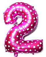 Качество! Праздничный фольгированный шар Цифра "2", Розовый, высота 65 см