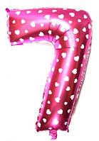 Якість! Фольгований шар на День Народження Цифра "7", Рожевий, висота 65 см