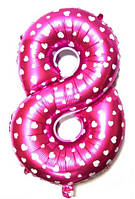 Фольгований куля Цифра "8", Рожевий, висота 65 см