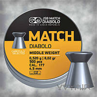Кулі JSB Diabolo MATCH middle weight 0,52 гр, калібр 4,5, 500 шт.