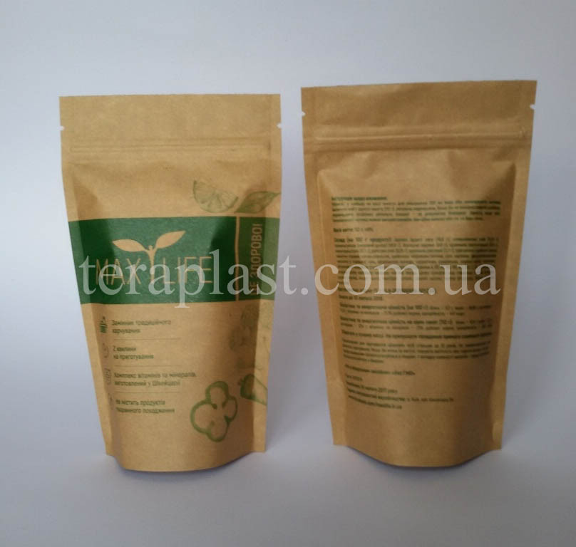 Пакет Дой-Пак крафт+метал 50г 100х170 з друком