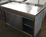 Тумба стіл із двома полицями та дверцятами купе з неіржавкої сталі, фото 3
