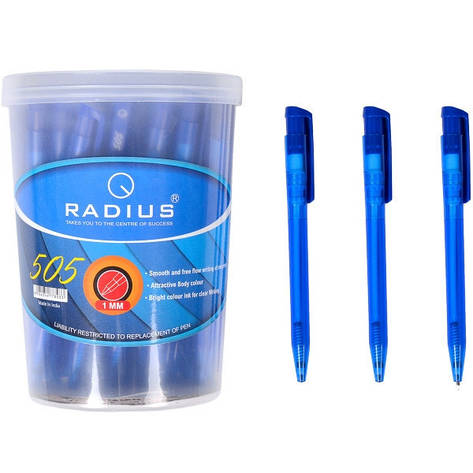 Ручка кулькова Radius 505 у банці синя 1 мм, 50 шт., фото 2