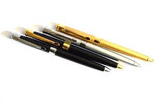 Ручка металева поворотна BAIXIN BP807 (чорний + золото + срібло)