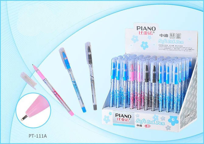Ручка олійна Piano PT-111A (синя) 50уп, 2400ящ, фото 2