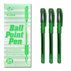 Ручка кулькова Tianjiao TY-501P з гумкою (зелена)