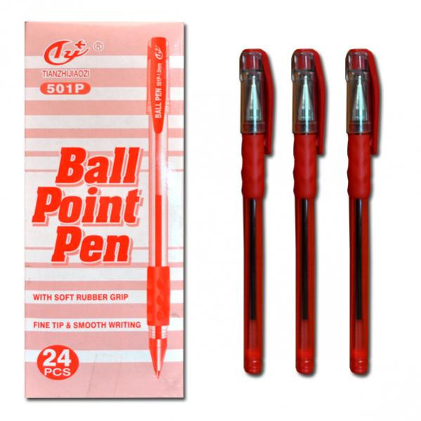 Ручка кулькова Tianjiao TY-501P з гумкою (червона)
