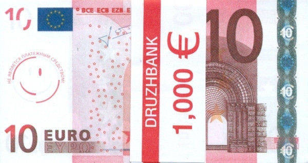 Пачка грошей (сувенір) 002 Євро "10", фото 2