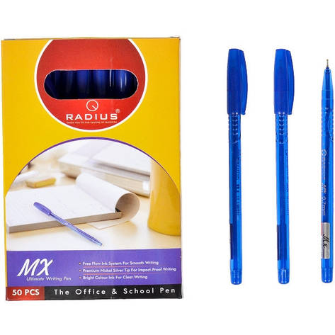 Ручка кулькова Radius MX синя, матова 0.7 мм, 50 шт., фото 2