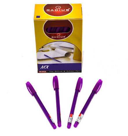 Ручка кулькова Radius MX фіолетова, матова 0.7 мм, 50 шт., фото 2