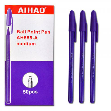 Ручка кулькова Aihao AH555-A фіолетова 50уп,2800ящ, фото 2