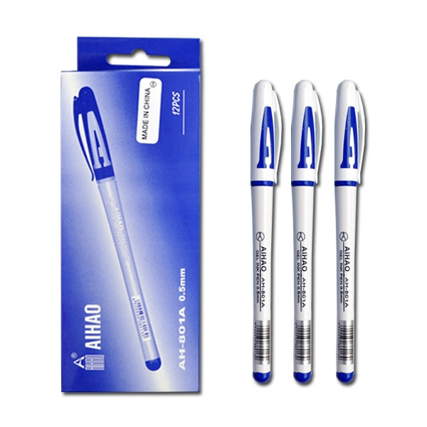 Ручка гелева Aihao AH801A синя 12уп,144бл,1728ящ оригінал