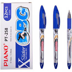 Ручка олійна Piano Slider PT-258 синя 12уп, 144бл, 1728ящ