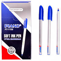 Ручка масляная Piano Correct PT-1159 трехгранная/белый корпус синяя 50уп, 2000ящ
