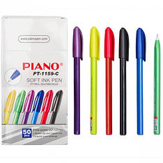 Ручка олійна Piano Correct PT-1159C тригранна/кольоровий корпус синя 50уп, 2000ящ