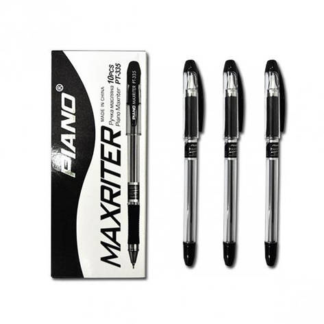 Ручка олійна Piano Maxriter PT-335 4 км. чорна 0,5mm 10 уп 140бл 1700ящ, фото 2