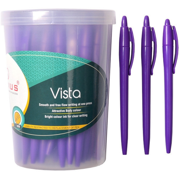 Ручка кулькова Radius Vista в банці фіолетова 1 мм, 50 шт.