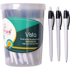 Ручка кулькова Radius Vista в банці чорна 1 мм, 50 шт.