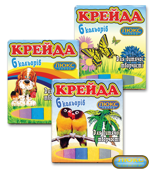 Мел "Люкс-Колор" кольоровий квадратний (6 кв.) (70x15x10 мм)