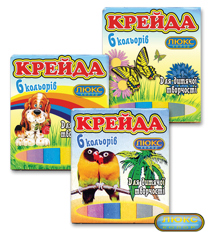 Мел "Люкс-Колор" кольоровий квадратний (6 кв.) (70x15x10 мм), фото 1