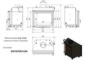 Каминна топка з водяним контуром KRATKI ERYK PW 10 + змійовик, фото 3