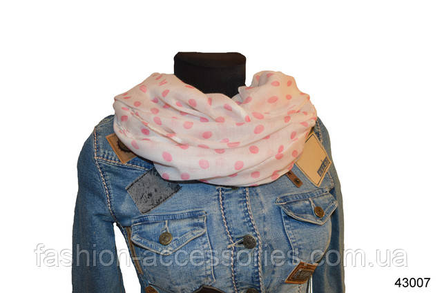 Легкий жіночий весняний шарф снуд Аліра рожевий з віскози Весняний шарф снуд Аліра рожевий 1