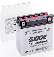 Аккумулятор мото EXIDE 12 V 5 Ah 40 A (-/+) 120x60x130 мм (12N5-3B)