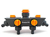 Кран шаровой Presto-PS на 4 выхода с внутренней резьбой 1/2-3/4-1 дюйм, в упаковке - 1 шт. (5010)