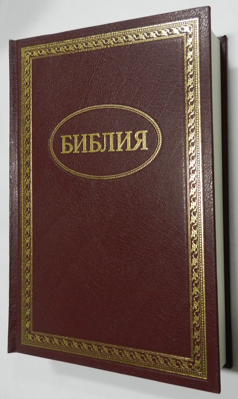 Біблія, 16х23 см, бордова з рамкою в твердому палітурці