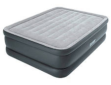 Надувна велюрова ліжко intex (64140),203-152-51 см,з електро-насосом