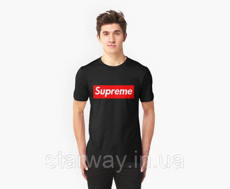 Чорна футболка supreme | топ