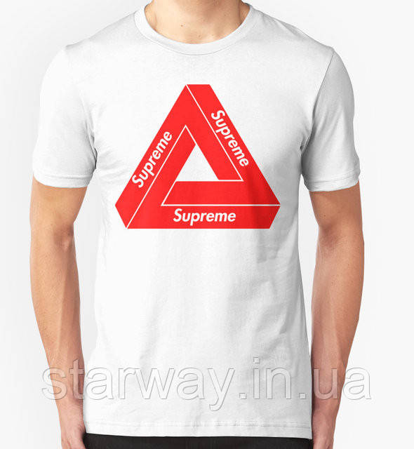 Біла футболка supreme palace | red logo