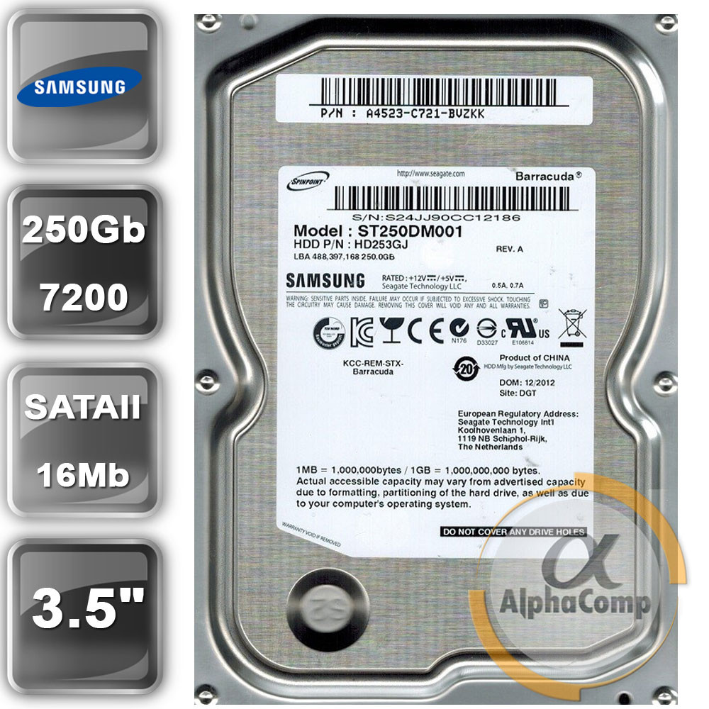 Жорсткий диск 3.5" 250 Gb Samsung HD253GJ (16Mb/7200/SATAII) БУ