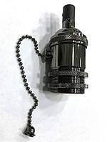 Ретро патрон с выключателам на цепочке цвета черный жемчуг (AMP патрон 16 pearl black с выключателем)